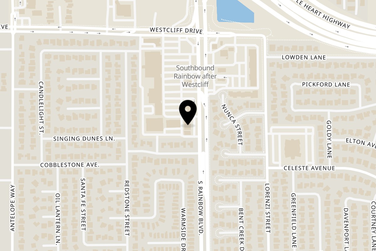 Map showing the location of Thai Taste on 240 S Rainbow Blvd #1 in Las Vegas